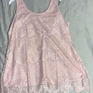 Light Pink Lace Tank Top